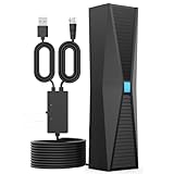 Long Range TV Antenna, Digital TV Antenna Indoor with Signal Booster, Antenna for Smart TV, Supports 4K 1080p, with 33ft Long Cables
