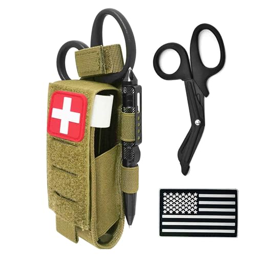 Molle Tourniquet Holder, Tactical TQ Pouch, 1000D Laser Cut Molle Medical Trauma Shears Pouch EMT Scissors Bag Fit for Tourniquets