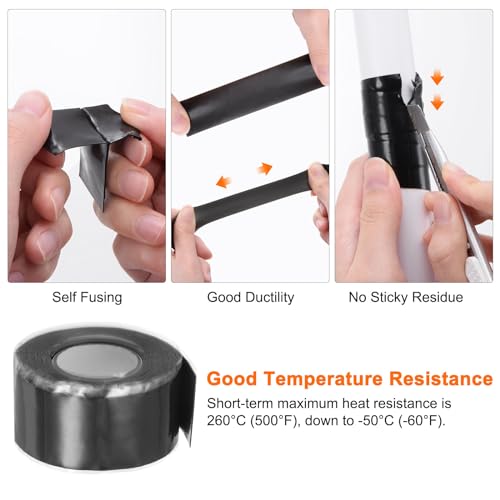 Image of HARFINGTON 2 Rolls Self Fusing Silicone Tape 1 inch x 10ft x 0.02 inch Waterproof Sealing Plumbing Rubber Tape for Water Pipe Hose Leak Silicone Grip Repair Seal, White