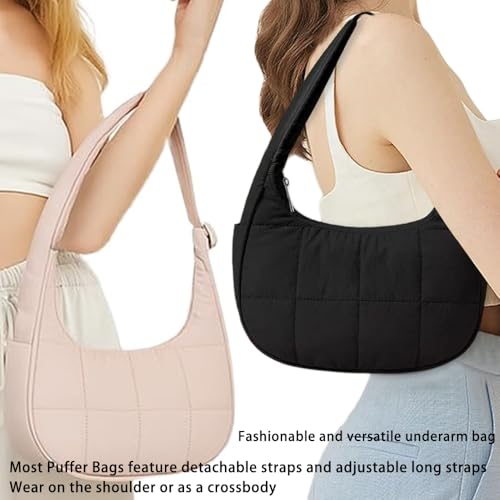 Bloomr Bag, Puffer Crescent Shoulder Bag for Women, Adjustable Nylon Quilted Shoulder Purses Shoulder Strap Waterproof2