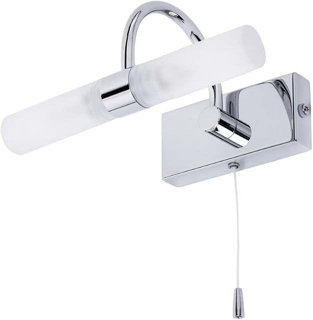 LITECRAFT Crista Wall Light Bathroom 2 Arm with Pull Switch - Polished Chrome