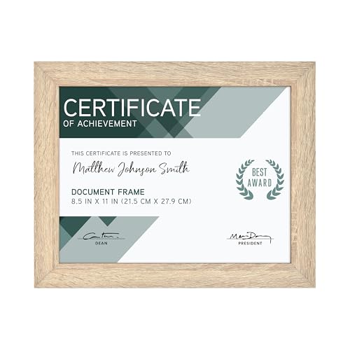MCS Studio Gallery 8.5x11 Picture Frame Natural Woodgrain, Rectangle Photo Frame for Photos, Posters & Art Prints & Easel for Tapletop Display (1-Pack)