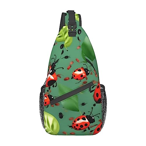 Sac à dos à bandoulière noir mixte One Size avec compartiments de rangement imprimé feuilles