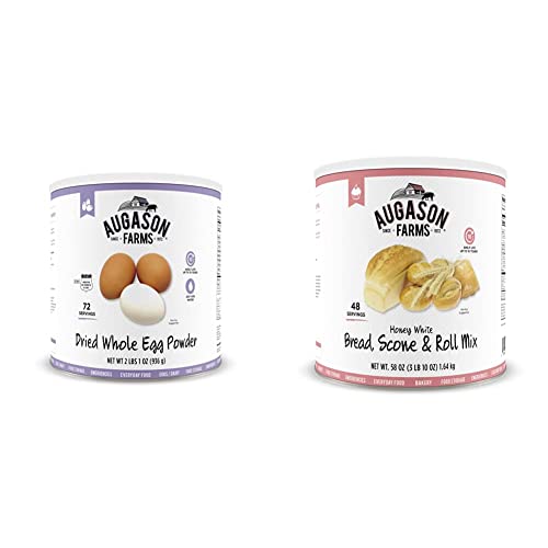 Augason Farms Dried Whole Egg Product 2 Lbs 1 Oz (Pack Of 1) & Honey White Bread Scone & Roll Mix Emergency Food Storage #10 Can #TOP10