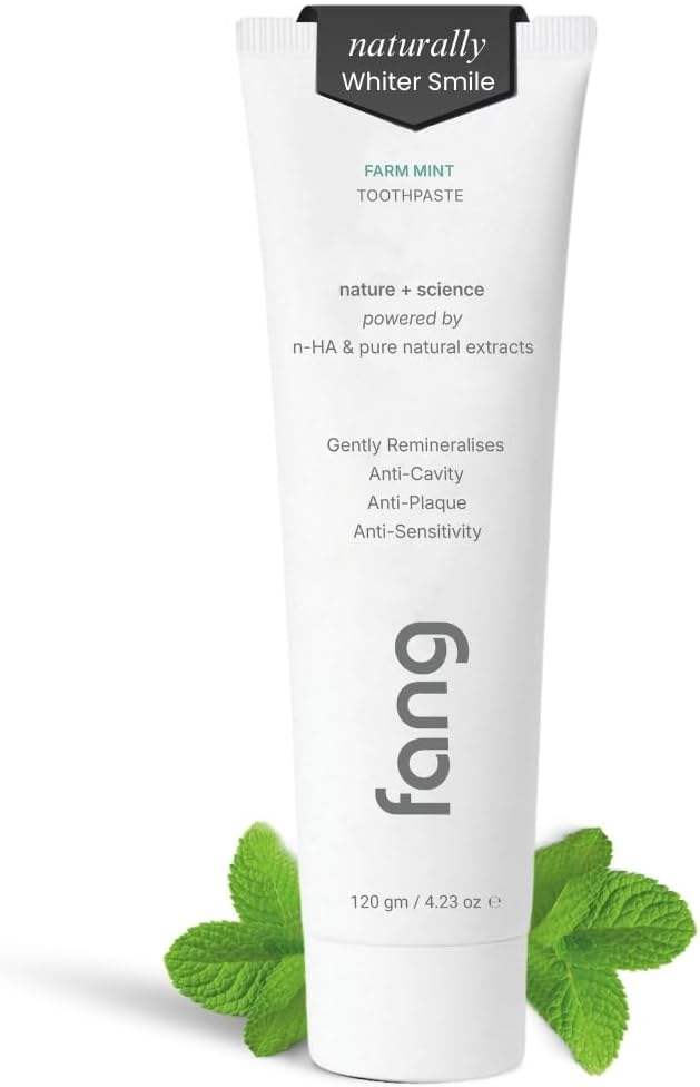 Fang Farm Mint Natural Toothpaste|Fluoride Free Hydroxyapatite|Teeth Whitening|Heals Sensitive Teeth|Fights Cavities,Gum Diseases & Bad Breath|SLS & Chemical Free|Organic, Vegan|100 grams(Pack of 1)