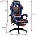 Ergonomic Gaming Chair, Comfortable Gaming Chair with Footrest, Computer Chair Leather Desk Chair Mesh Adjustable Swivel Gaming Office Chair with Lumbar Support（Black/Blue）