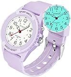 TENOCK Waterproof Nurse Watch for Medical Professionals Students Women Men, Night Light, 12/24 Hour Military Time Easy to Read Dial, Second Hand Watch for Nursing Day Gifts (Purple)