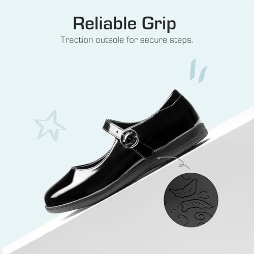 DREAM PAIRS Girls Mary Jane Flats School Uniform Dress Shoes,Size 1 Little Kid,All Black,KFL217 — view 5