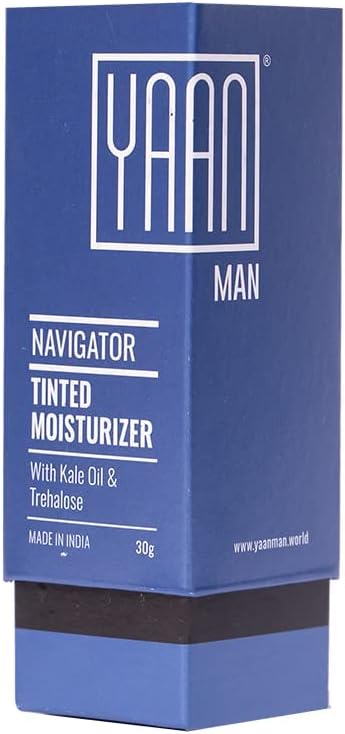 YAAN MAN Tinted Face Moisturizer for Men | With Goodness of Kale Oil & Trehalose | Moisturisers + Foundation | Healthy and Balanced Skin | For All Skin Type (Dark) 1 Oz