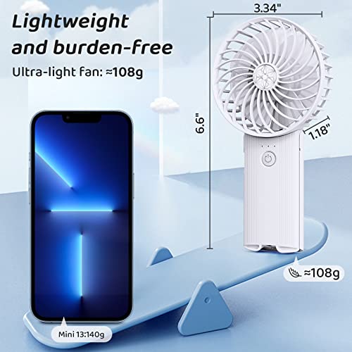 Udodik Portable Hand Held Fan-Handheld Personal Fan Rechargeable With 4 Speeds,Super Quiet,16 Hours Of Use-Perfect For Airplane Beach Travel,Office,Gifts For Women-White #TOP3