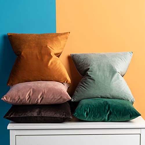 Juspurbet Velvet Throw Pillow Covers For Sofa Couch Bed,Decorative Soft Pillow Cases Set Of 2,26X26 Inches,Rust #TOP1
