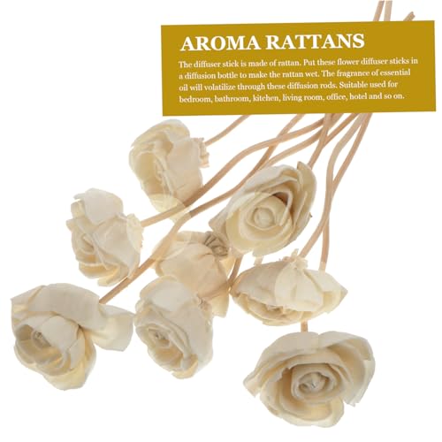 DECHOUS Set 8 piezas diffusers de varillas de rattan blanco miniatura 3