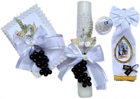 First Communion Candle Set for Boy with Grapes Detail/Regalo sorpresa de Bolos (Tiempo limitado)