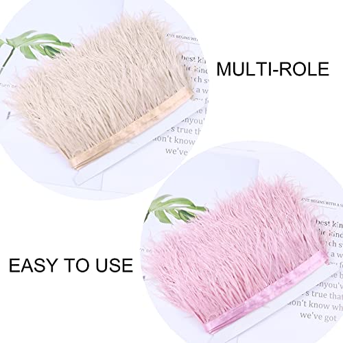 2 Yards Soft Ostrich Feathers Trim For Crafts Fringe With Satin Ribbon Tape, Feathers Trims For Dress, Sewing, Craft Clothing, Take Decoration, Clothing Diy #TOP5