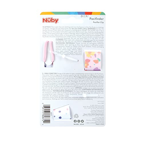 Nuby Pacifinder Pacifier Clip, 2 Pack Pacifier Holder For Girl, Pink Flowers And White With Polka Dots #TOP7