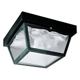 Westinghouse 6682300 Traditional Two-Light Outdoor Flush-Mount Fixture, Black Finish on Polypropylene, Frosted Glass Panels,White