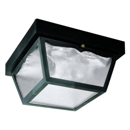 Westinghouse 6682300 Traditional Two-Light Outdoor Flush-Mount Fixture, Black Finish on Polypropylene, Frosted Glass Panels,White