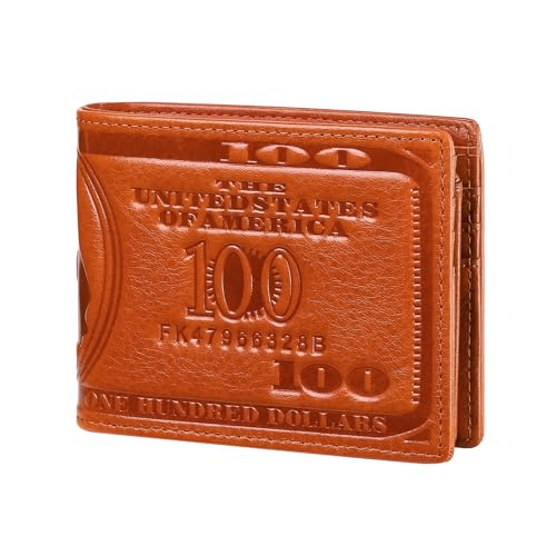 GERUOLA Us Dollar Bill Wallet for Men-Genuine Leather RFID Blocking Bifold Stylish Wallet (Brown)