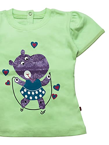 Image of Nino Bambino 100% Organic Cotton Round Neck Short Sleeve Printed Top for Baby Girl