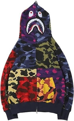 WINKEEY BAPE Veste ?� capuche ?� manches longues et fermeture ??clair Motif t??te de requin 
