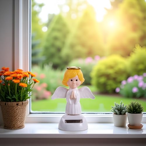 White Powered Dancing Solar Swinging Angel Solar Powered Dancing Flip, Eco Friendly Solar Powered Action Figure Bobble Head Learning and Education - Thumbnail 5