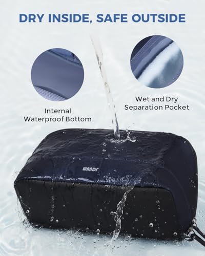 Image of WANDF PU Leather Toiletry Bag for Men, Dopp Kit with Hanging Pouch