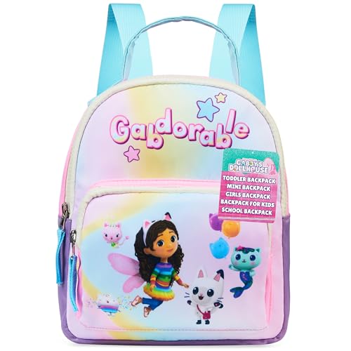 Get Trend Mini mochila para crianças, meninas, crianças, 23 x 17,8 cm, bolsa fofa para creche, férias, presentes modernos para meninas, Casa de bonecas Multi Gabby's, 9.1x7.5x3.1inch, Gabby's
