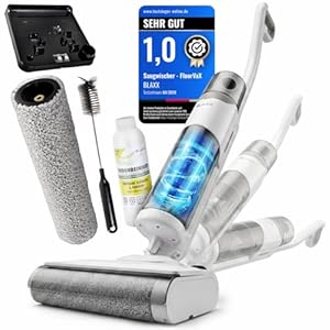 BLAXX FloorVaX Nass-Trockensauger | Kabelloser Wischsauger Akku für Hartböden | 180° Lay-Flat unter Möbel | Selbstreinigung | 800/450 ml Tank | Anti-Tangle Bürste | Tierhaare | bis 120 m²