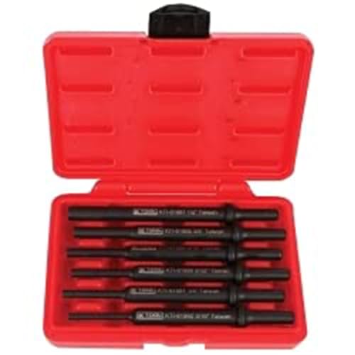 K Tool International 81985 Pneumatic Hammer Drift Set with 7\" Parallel Shaft for Garages, Repair Shops and DIY, Drop Forged, Chrome Moly Steel, Molded Case, Sizes 1/2\", 3/8\", 5/16\", 9/32\", 1/4\", 3/16\" - Thumbnail 3