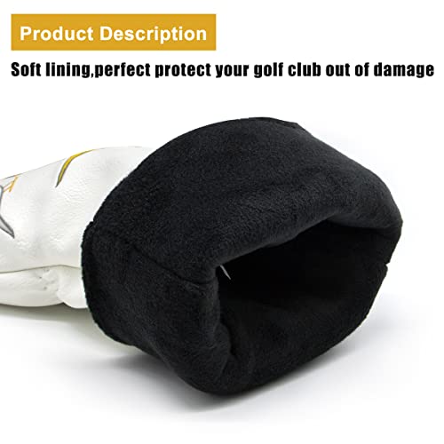 Golf Club Headcover Golf Birdie Birds Driver Fairway Wood Hybrid Wood Head Cover Mallet Blade Putter Cover 3pcs 1pc for Golf Wood Club Head, White
