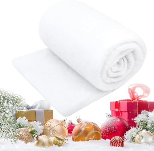 QXNDXQ Rotolo di Neve Artificiale, Coperta di Neve Natale 80 x 240 cm, Natalizia Coperta di Neve Arrotolata, Addensate Morbide Coperte di Neve Artificiale per Esposizioni Invernali e Decorazioni per F