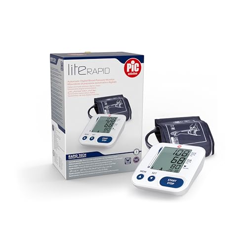 Pic Solution - Literapid Misuratore di Pressione Arteriosa da Braccio Digitale, Apparecchio Automatico per Misurare la Pressione Sanguigna a Casa, clinicamente validato, Bianco e Blu - Immagine 4