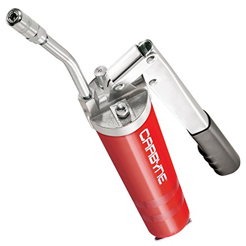 Carbyne Grease Gun - Lever Handle, Heavy Duty Professional Quality, Includes Both 18 inch Flex Hose and 6 inch Rigid Extension, 3-Way Loading