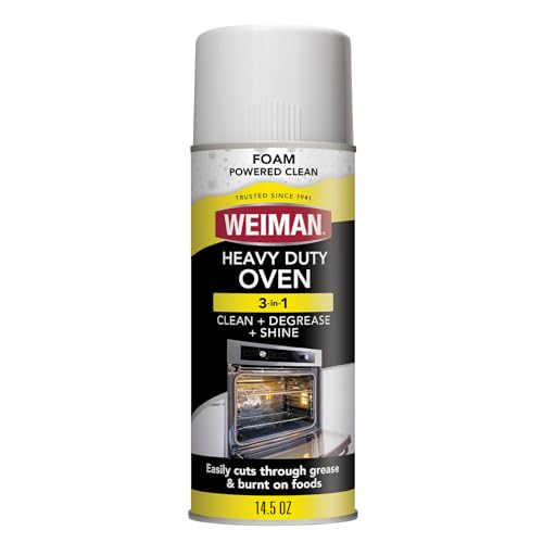 Weiman Heavy Duty Foaming Oven Cleaner & Degreaser Removes Burnt-On Grease Food Residue from Ovens Grills Broiler Pans Phosphate Free 14.5 oz