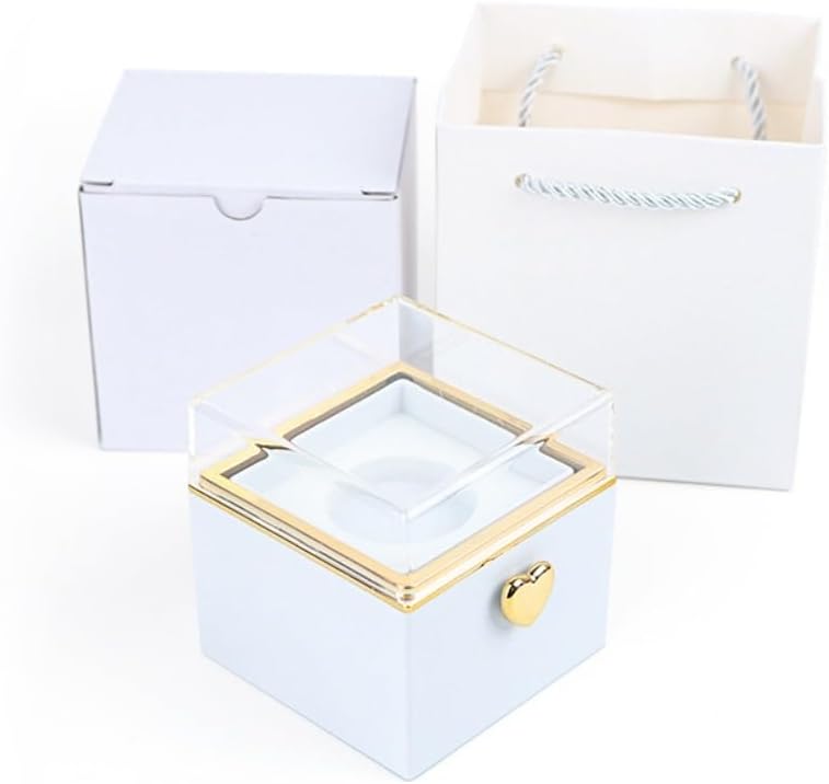 Lamantt Surprise Box Engagement Ring Box Teddy Bear Cake Box Automatic Flip Top Anniversary Gift Birthday Present Special Occasion Box for Proposal White, Empty Box