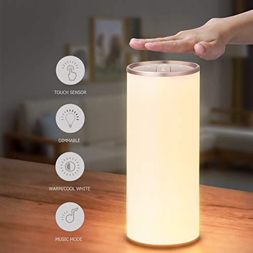 Preisvergleich Produktbild Nachttischlampe mit Gestensensor, YUNLIGHTS Tischlampe LED Nachtlampe Stimmungslicht, Stufenlos Dimmbar Touch Bedienung Kabellos Batteriebetrieben, Ein-Griff Tragbar Perfekt Weihnachtsgeschenk