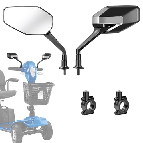 Electric Scooter Rear View Mirrors - Large Wide-Angle Rearview Mirror for Mobility Scooters & Wheelchairs, Adjustable Safety Mirrors with Universal Mount, 2 Pack