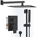 ESNBIA Black Shower System, Slide Bar Shower Faucet Set with 10 Inches Rain Shower Head and Handheld Spray Combo, Shower Faucet with Valve, Wall Mounted High Pressure Shower Head Combo, Matte Black