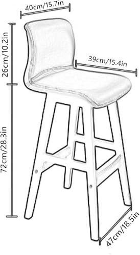 Tabouret de bar 72 cm confortable avec dossier pour comptoir de café - 3