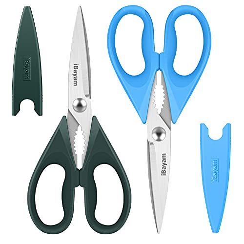 Gifts for Dad from Daughter Son, BEST DAD Tool Shears, iBayam Kitchen Scissors All Purpose Heavy Duty Meat Scissors Poultry Shears, Dishwasher Safe Stainless Steel Utility Scissor