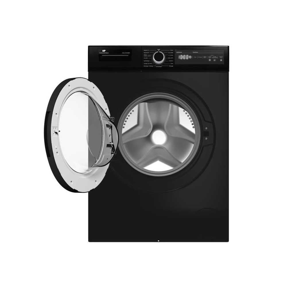Lave-linge hublot CONTINENTAL EDISON CELL10140IBT - 10kg - Largeur 59,6 cm - Classe A - 1400 trs - moteur induction - noir mat