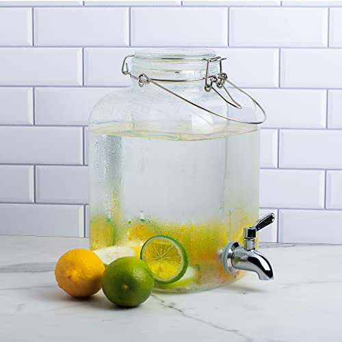Glass Drink Dispenser For Parties, 1 Gallon Glass Beverage Dispenser With Spigot And Handle,Glass Water Dispenser, Juice Dispensers For Fridge, Lemonade & Laundry Detergent Dispenser (1Pack) #TOP3
