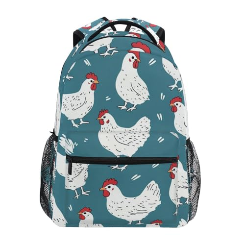 Rooster Chicken (009) Laptop Backpack, Lightweight Multi Pockets Book Bag Daypack for Women Men Travel