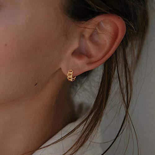 Cubic Zirconia 10Mm Huggie Earrings 14K Gold Plated Tiny Cuff Earrings Small Huggie Hoop Earrings Simple Lightweight Hoops Earrings For Women Gift #TOP5