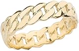 14K Yellow Gold 5mm Wide Cuban Link Chain Band Celtic Fashion or Wedding Ring - Size 10-1/2