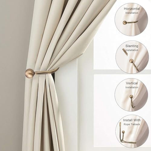 Curtain Tie Backs Hooks, 2 Pcs Metal Curtain Holdbacks, Retro U-Shaped Wall Mounted Curtain Tieback Decorative Drapery Holder with Screws for Bedroom Fixed Curtain or Hanging Items (Golden) - Image 3