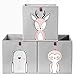 2friends 3 Kinder Aufbewahrungsboxen mit Schlaufe zum Herausziehen, 3er Set mit 3 Motiven, 33x33x33 cm, stabil und abwaschbar, grau