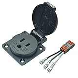 US Standard Waterproof Power Socket, 15A 125VAC Panel Mount Dust-Proof Industrial Electrical Power Outlet Receptacle,NEMA 5-15R Power Connector with Cover(1PCS)