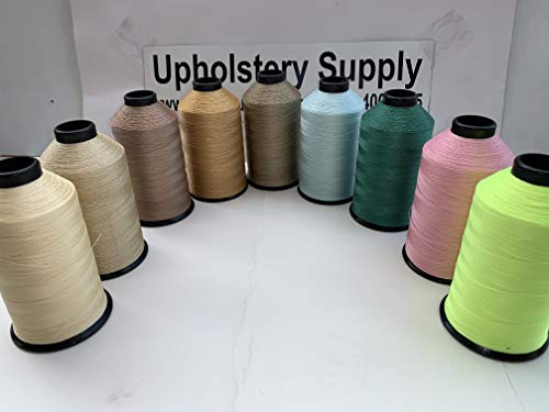 Hilo de nylon para tapicería 69. Rojo escarlata 16 oz, hecho en EE. UU., vendido por 3 bobinas, incluye corta costuras de 5" Galaxy Supply miniatura 5