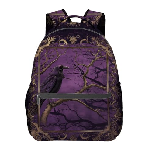 VANZEV Raven and Dark Forest Backpack Travel Backpacks Laptop Rucksack,School Bookbag for Women Kids Boys Girls,Gothic Animal Back Pack Accessories Bags,Ideal Gifts for Work, Outdoor Adventures
